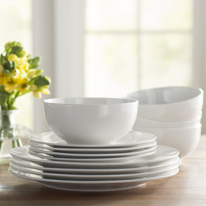 Wayfair Basics 12 Piece Porcelain Dinnerware Set, Service for 4
